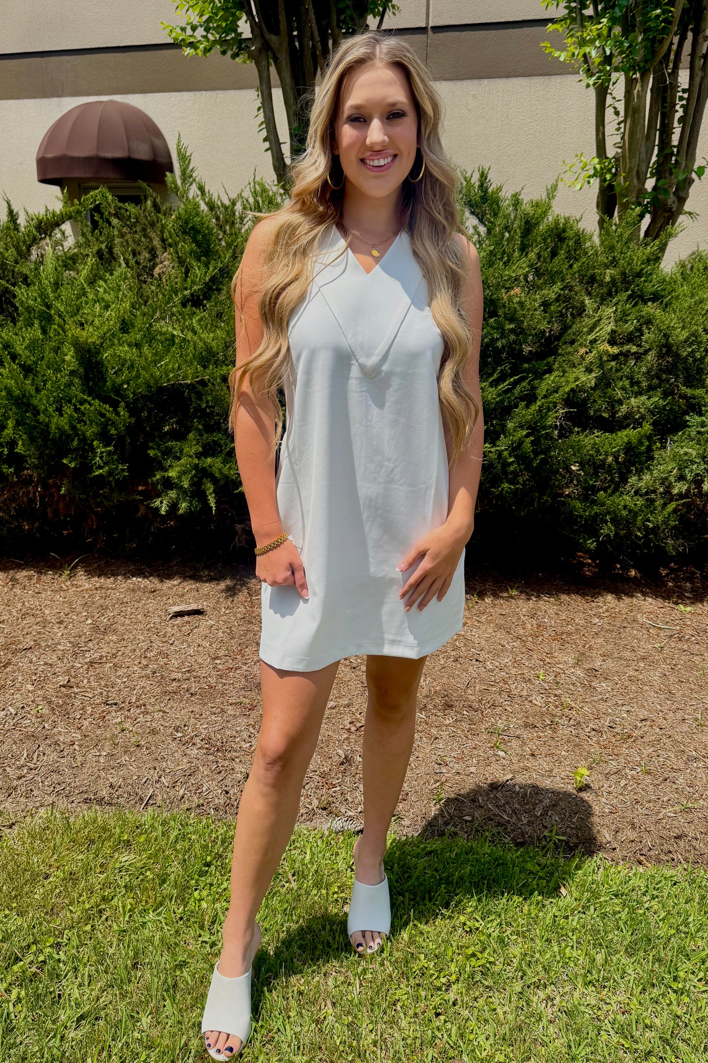 V-Yoke Halter Dress