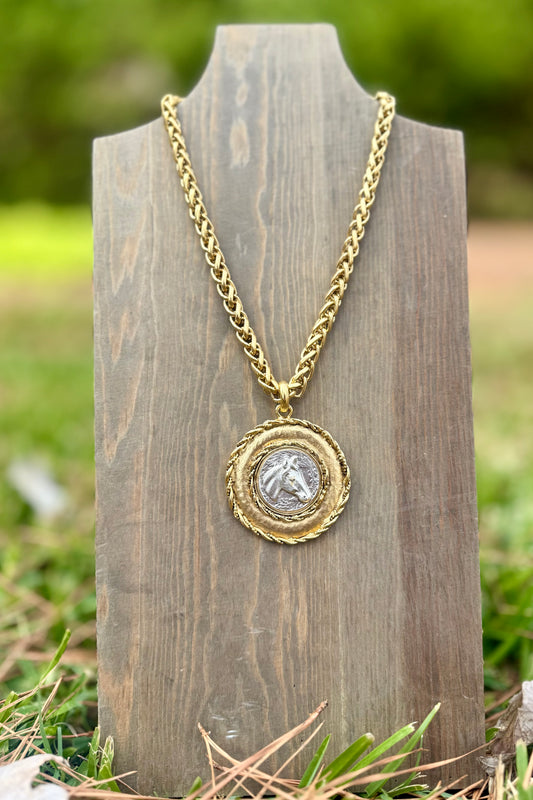 Horse Head Coin Necklace by Yochi