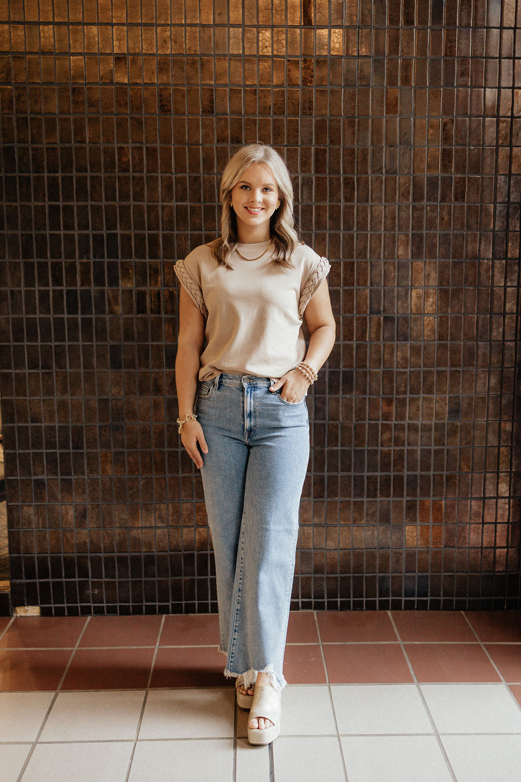 Short Sleeve Braided Top