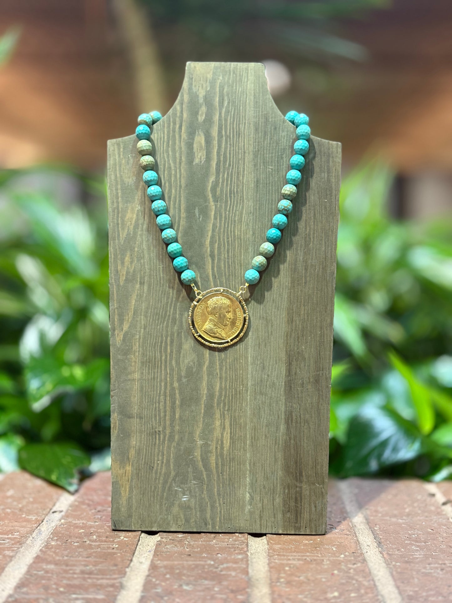 Made in the Deep South 1960's Turquoise Necklace with Brooch