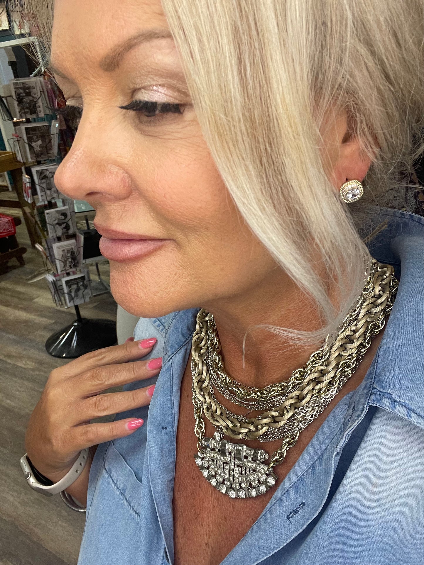 Made In The Deep South Vintage Dress Clip Necklace