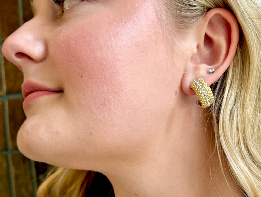 Bead Hoop CZ Earring