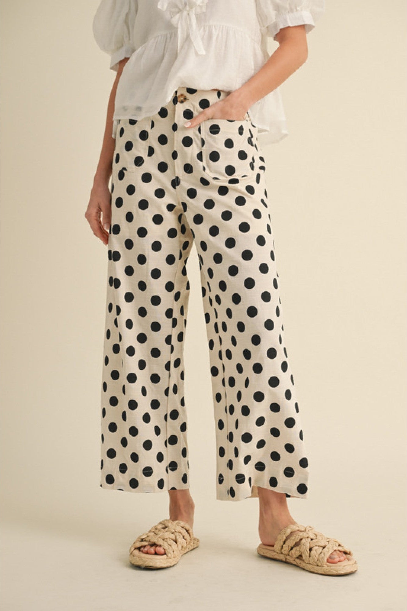 Black Polka Dot Print Pants by Jodifl