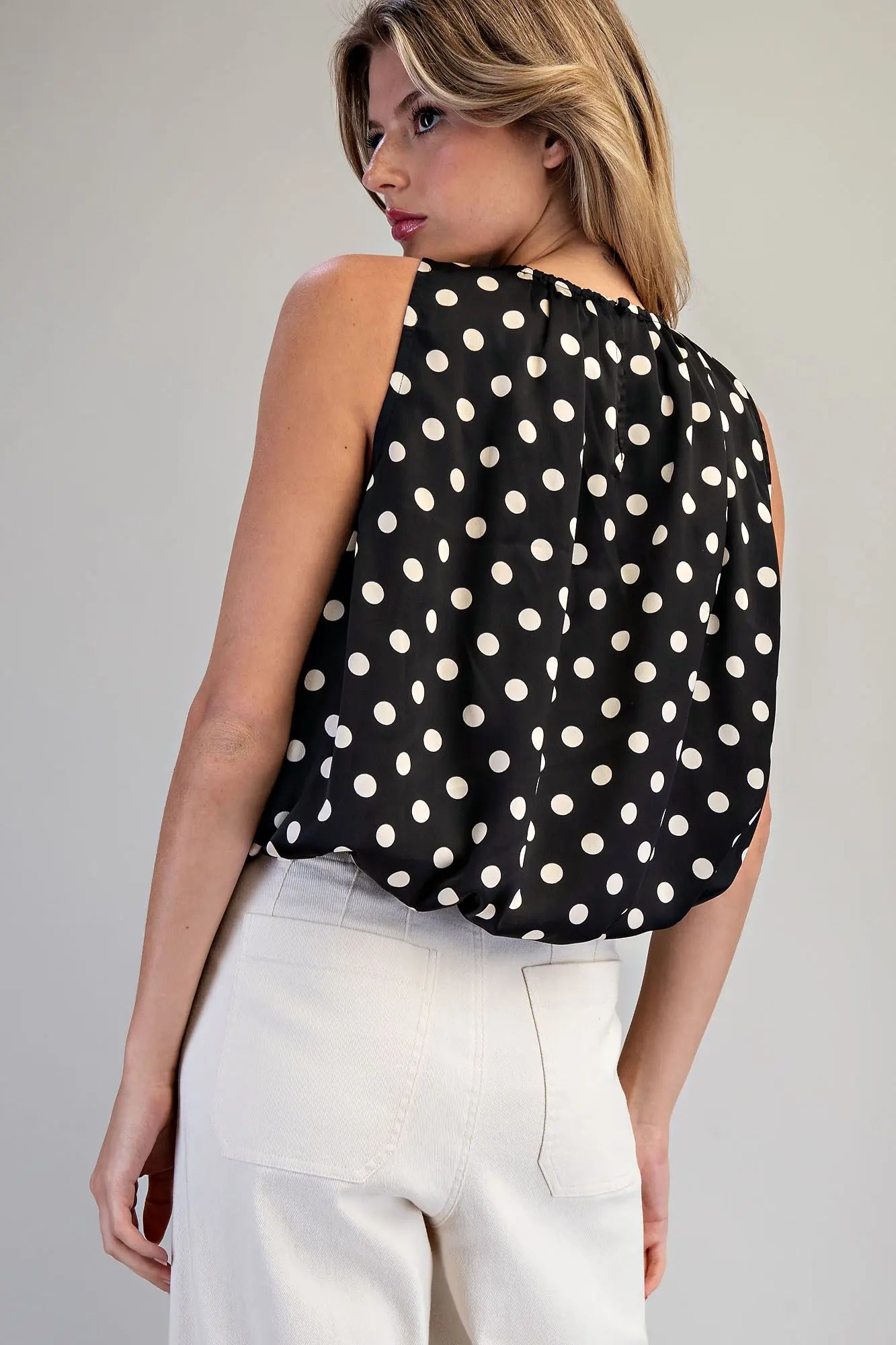 Polka Dot Sleeveless Blouse