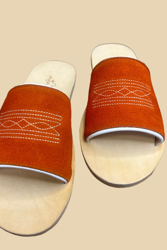 Game Day Nadia Western Orange/White Slides
