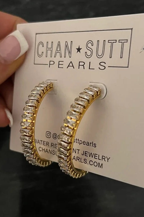 Large Diamond Hoop by Chansuttpearls