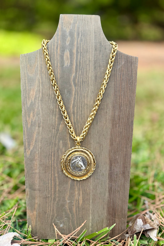 Horse Head Coin Necklace by Yochi