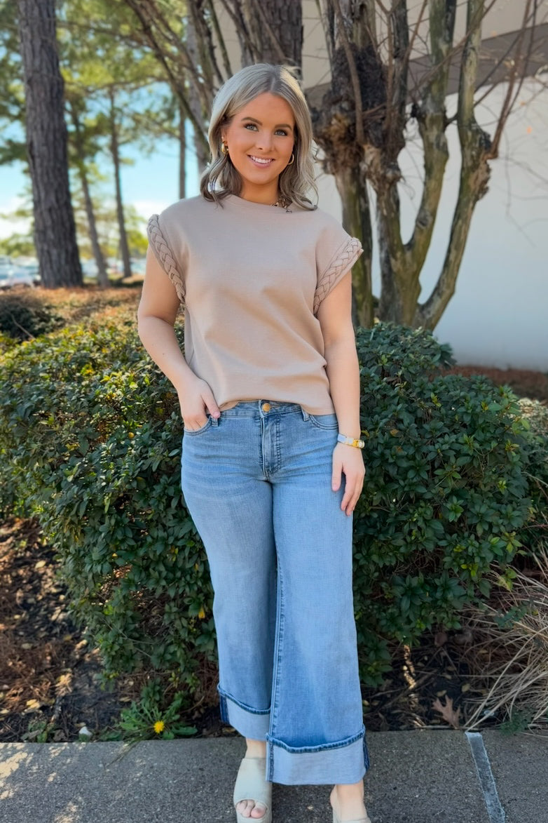 Short Sleeve Braided Top