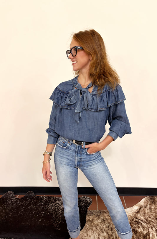 Denim Bow Top