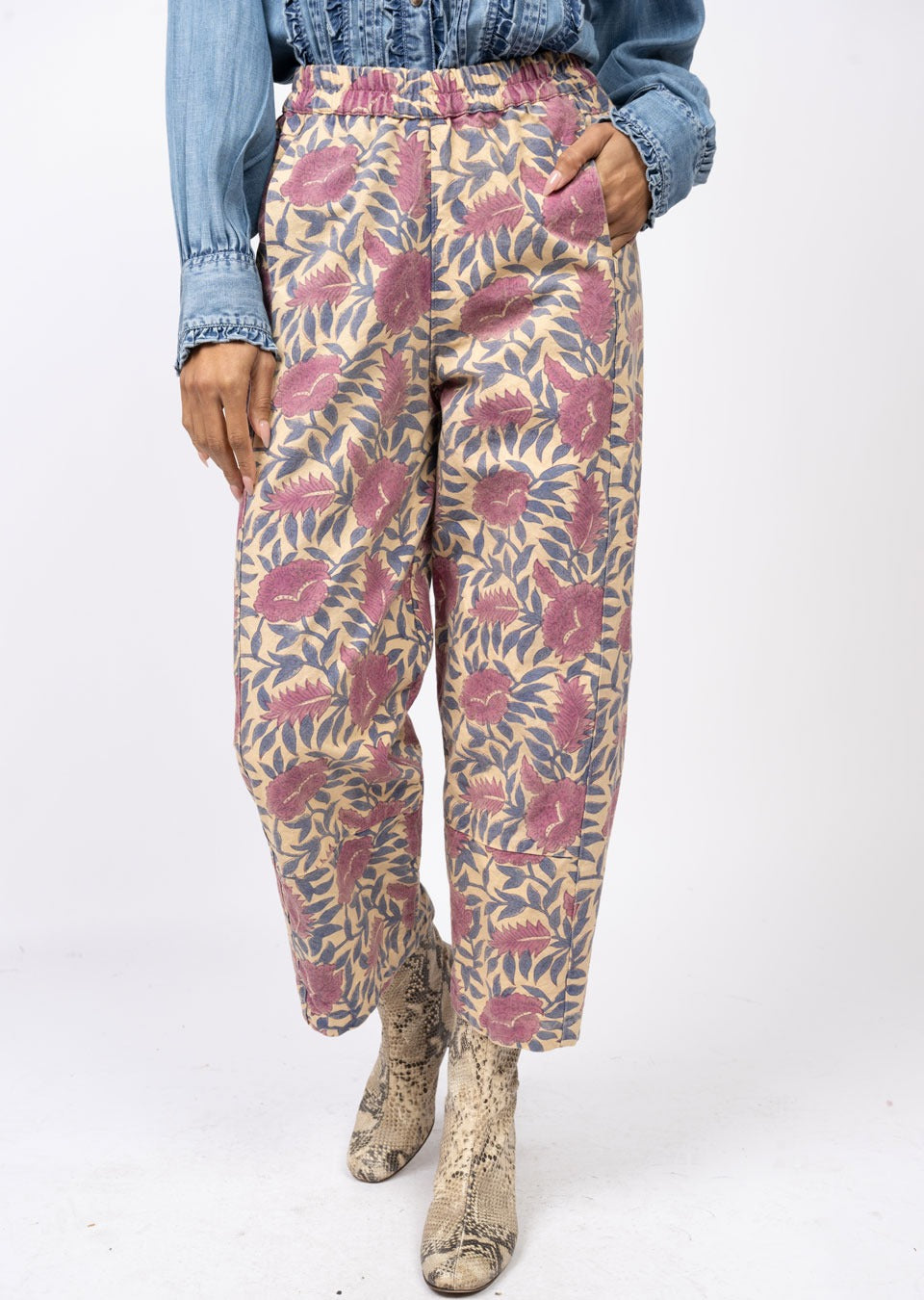 Floral Pull-on Barrel Pants