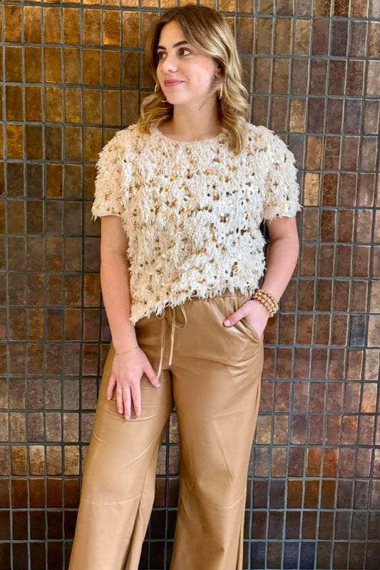 Fuzzy Sparkle Tee Top- ivy jane