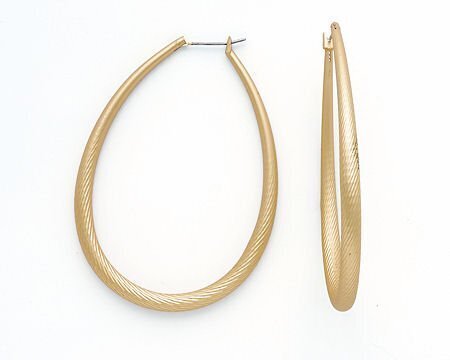 Oval Brush Gold Hoop