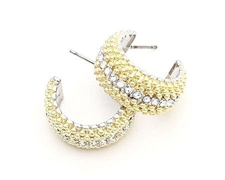 Bead Hoop CZ Earring