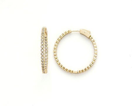 Gold Flower CZ Hoop Earring