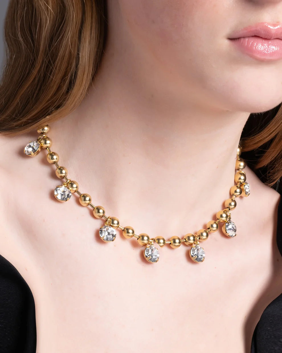 Gold Tone CZ Necklace by Yochi