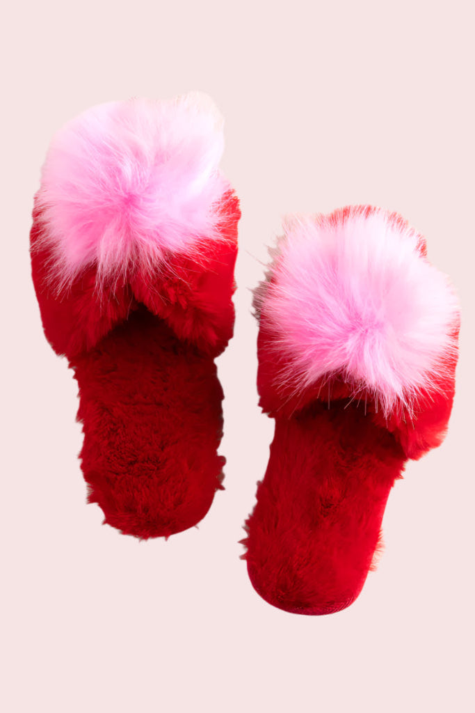 Amor Holiday Slippers, Red