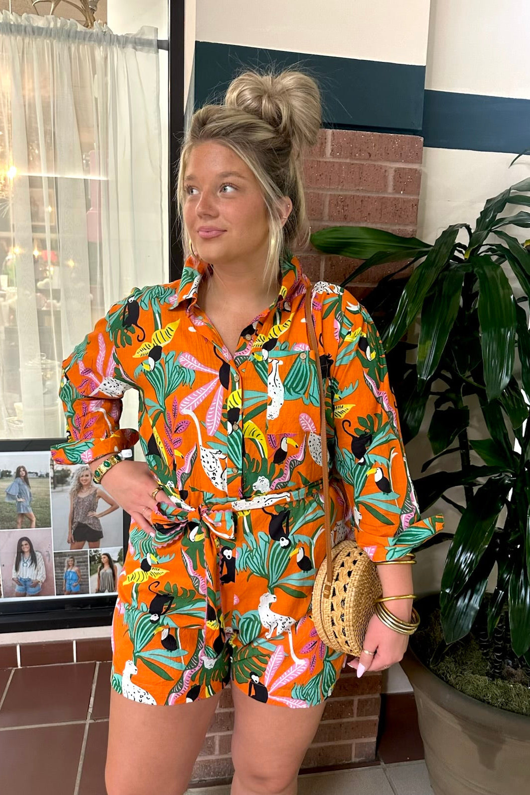 Tropical Shirt Romper by Ivy Jane