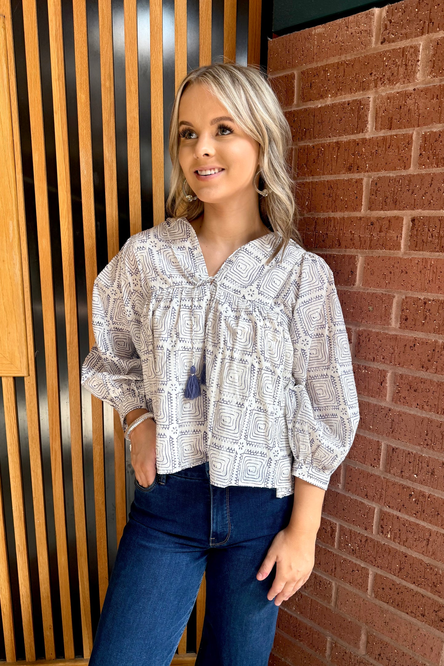 Maze Block Print Top by Ivy Jane