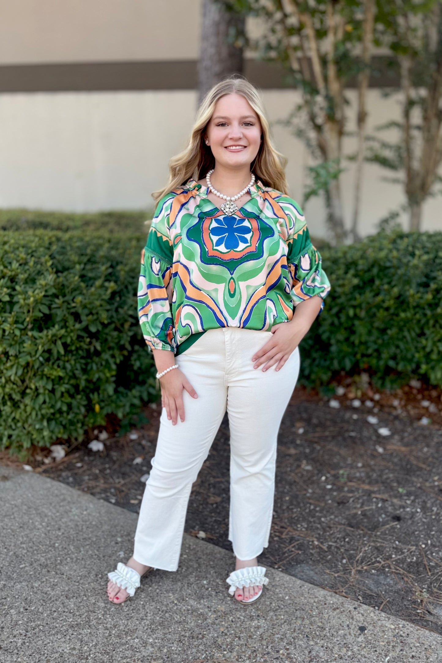 Moroccan Tile Peasant Top by Jade