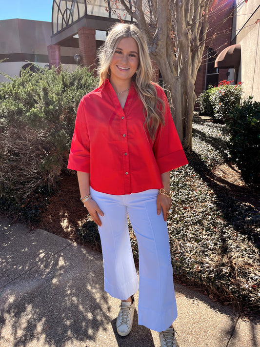 Tomato Red Button Up