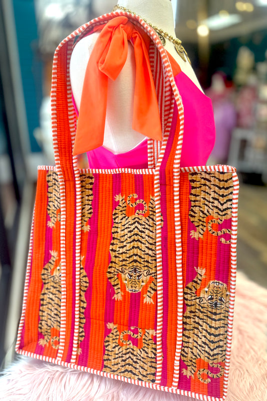 Cotton Tiger Quilted Handbag