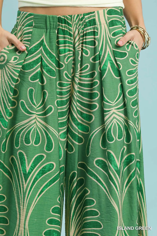 Tropical Wide Leg Pants