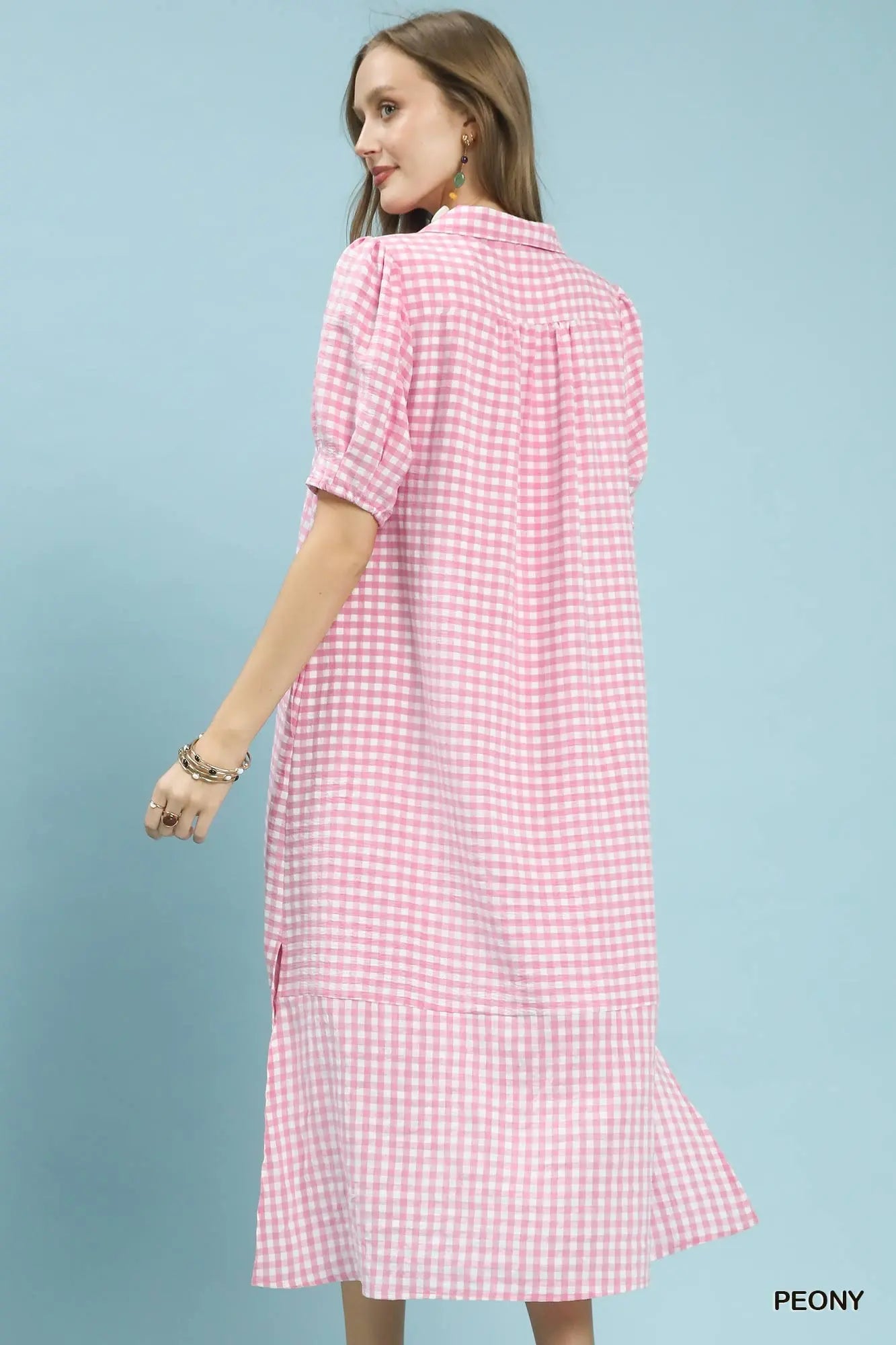 Pink Gingham Midi Dress by Umgee