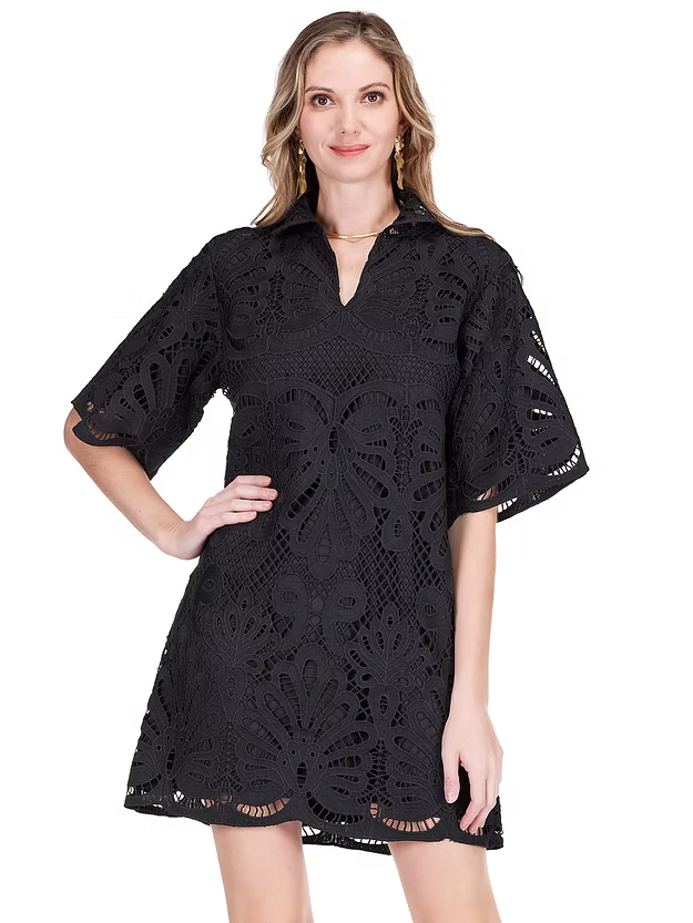 Black Lace High Neck Dress
