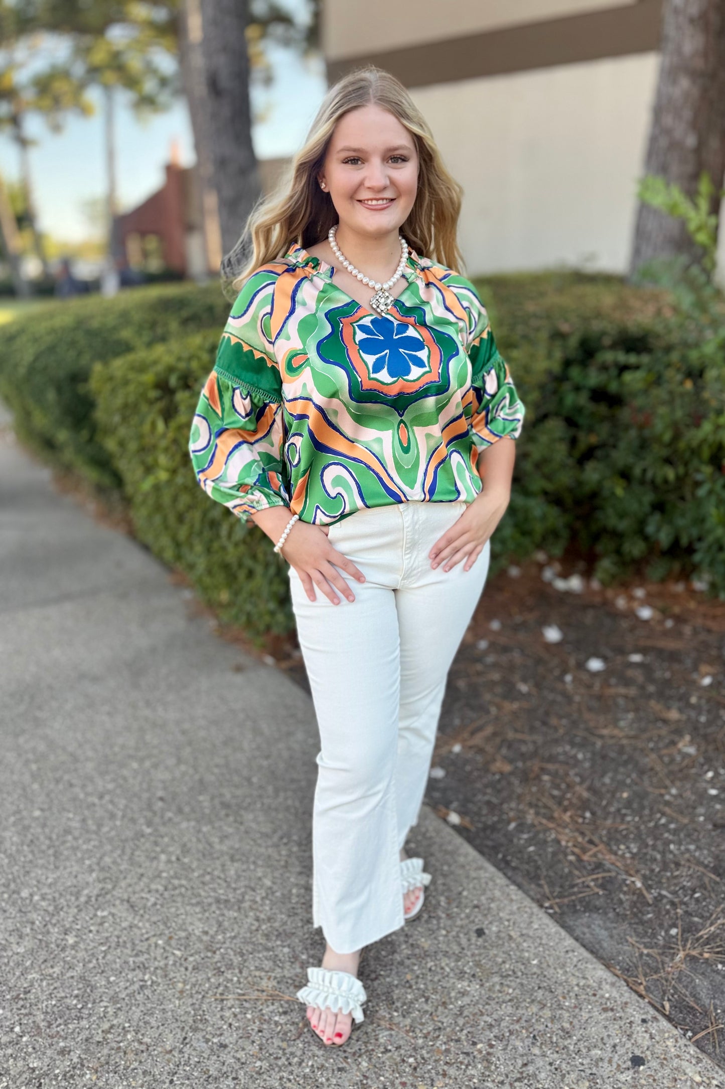Moroccan Tile Peasant Top by Jade