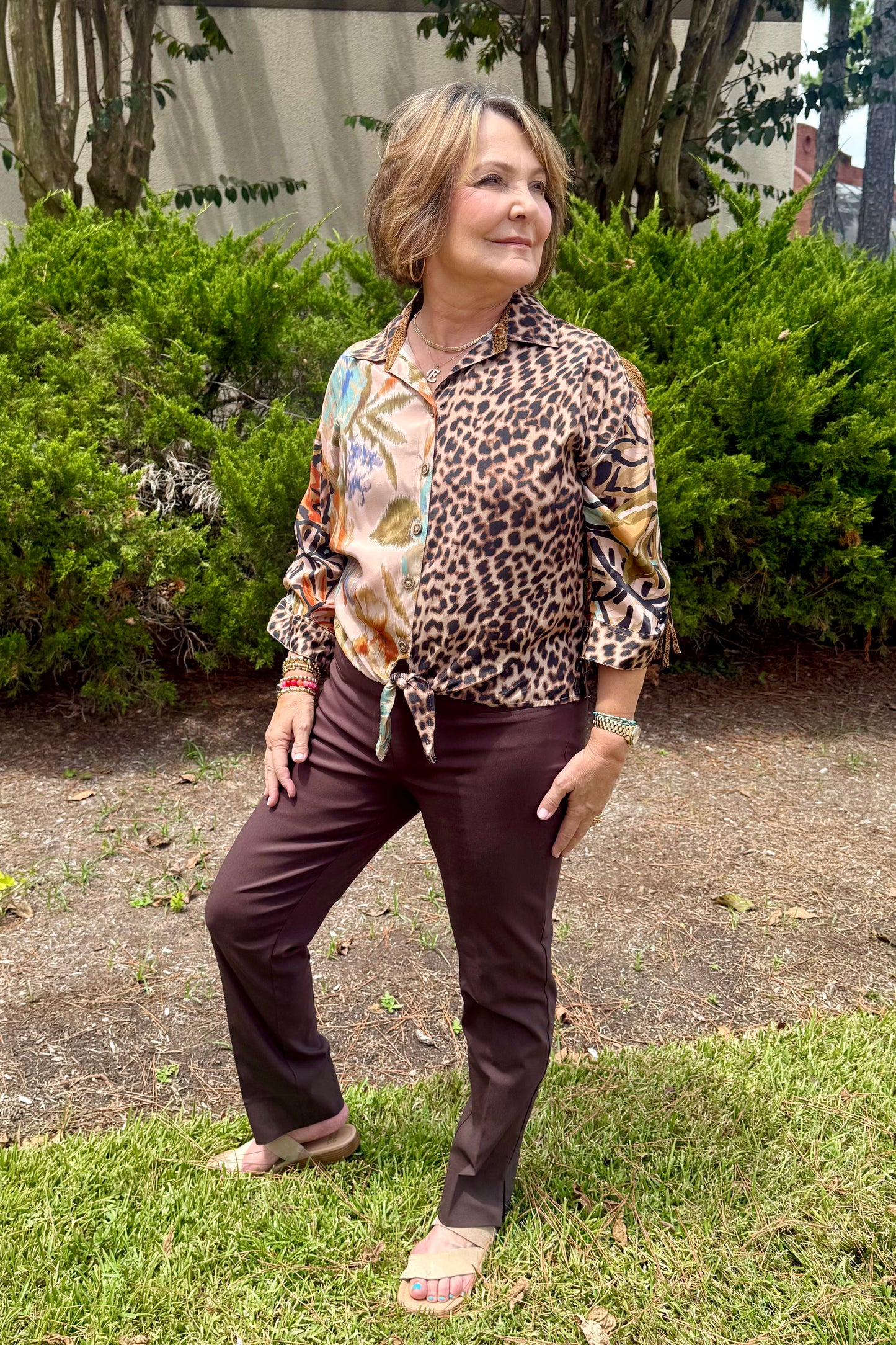 Cheetah and Mixed Print Blouse by John Mark