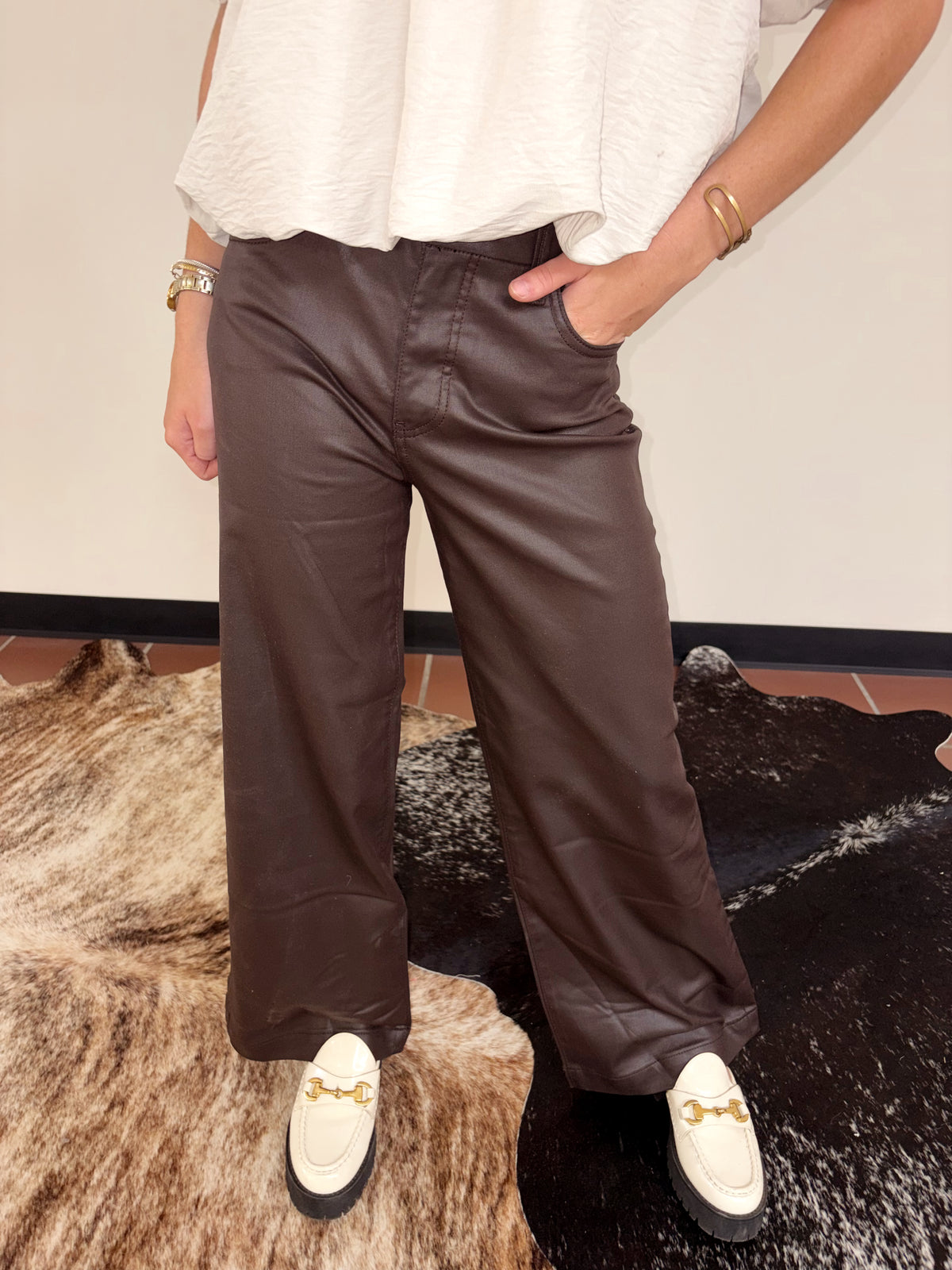 Chocolate Meg High Rise Wide Leg Pant