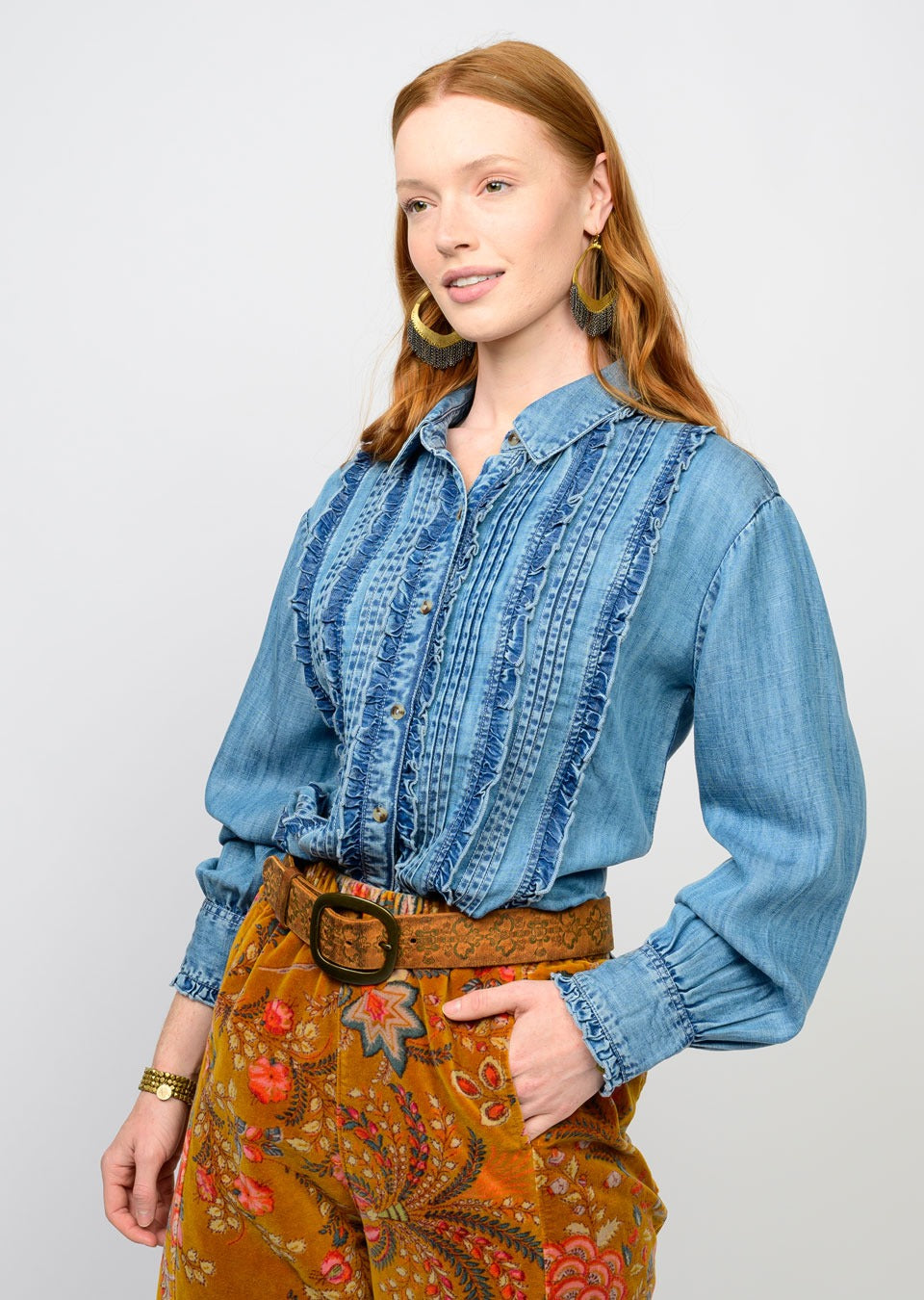 Tuxedo Denim Shirt by Ivy Jane