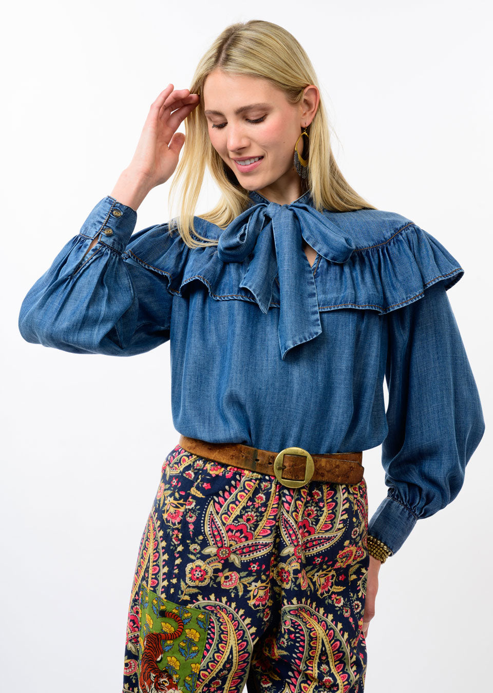 Denim Bow Top