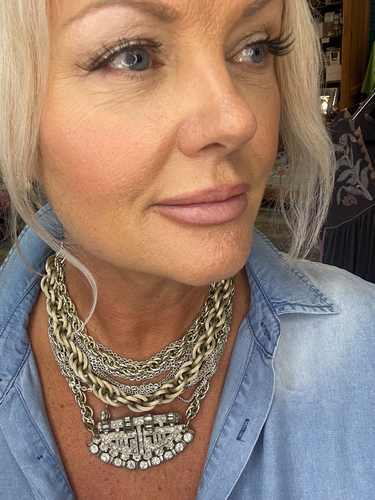 Made In The Deep South Vintage Dress Clip Necklace