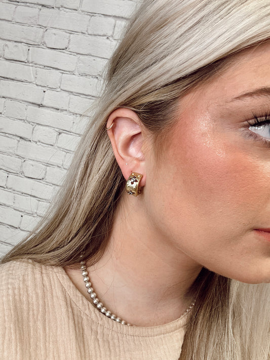 Gold Clip on Earring with Flower