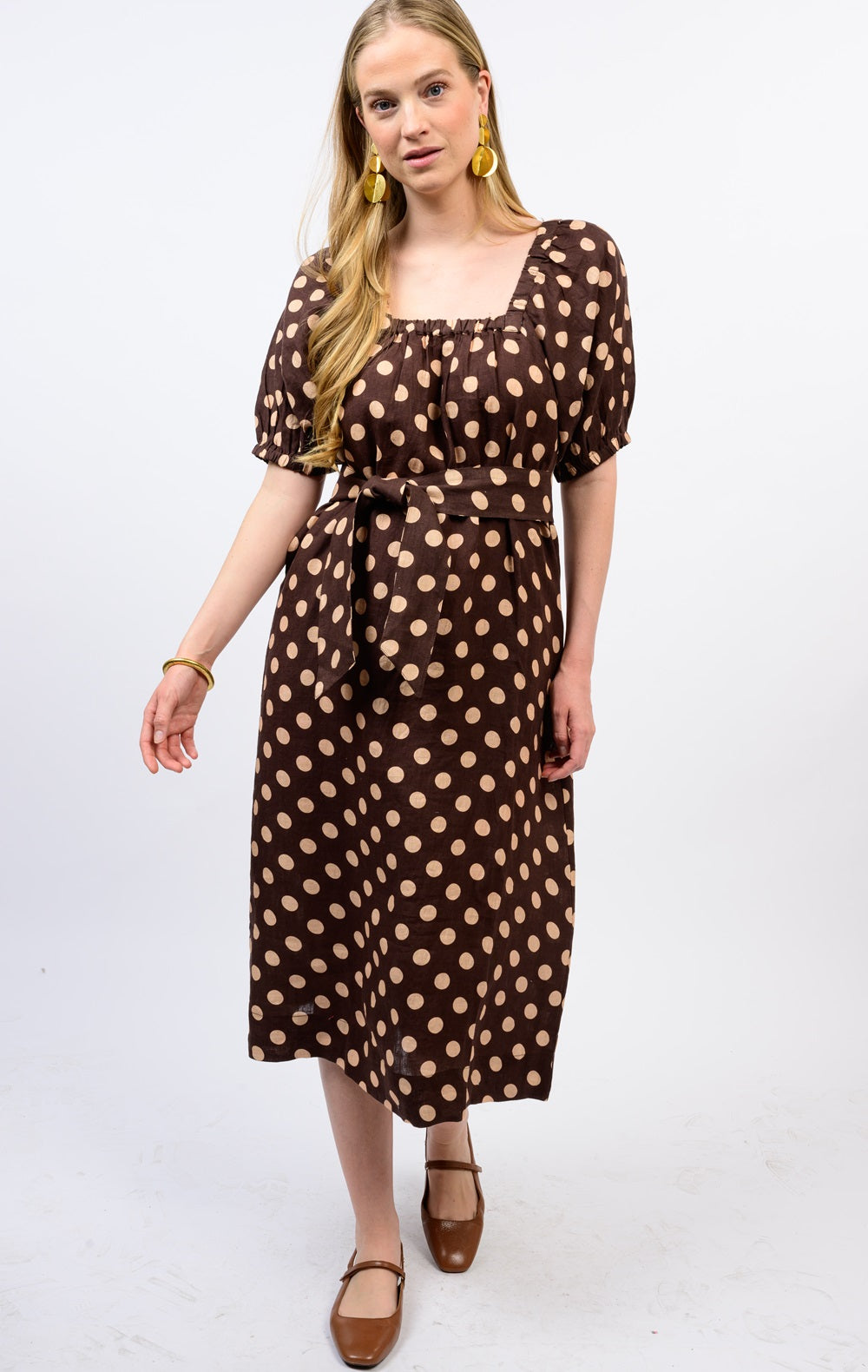 Dot Linen Dress by Uncle Frank