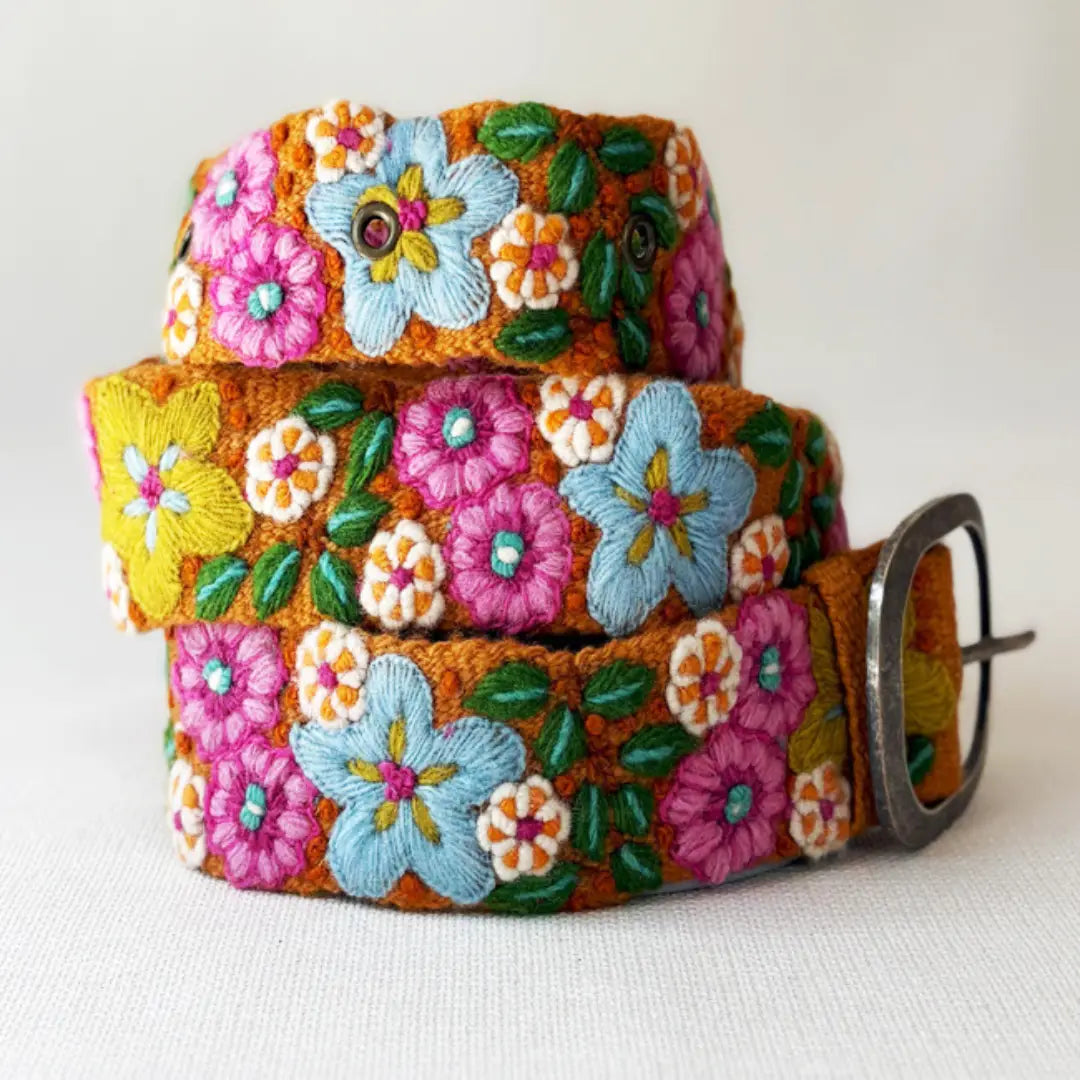 In The Garden Embroidered Wool Belt