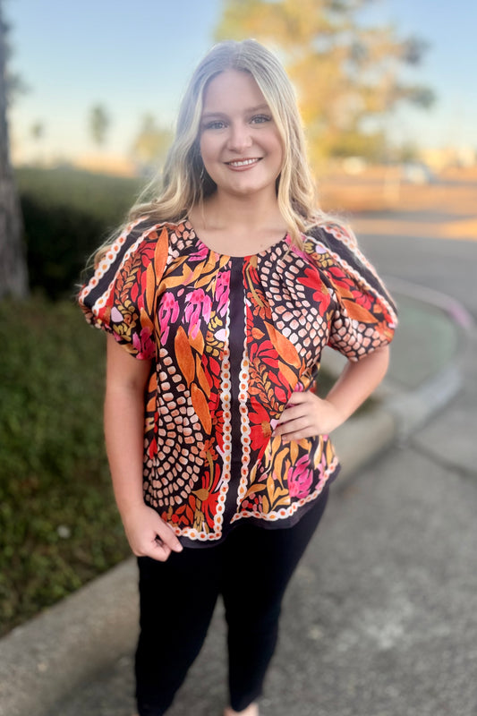 Paved Petals Puff Sleeve Top