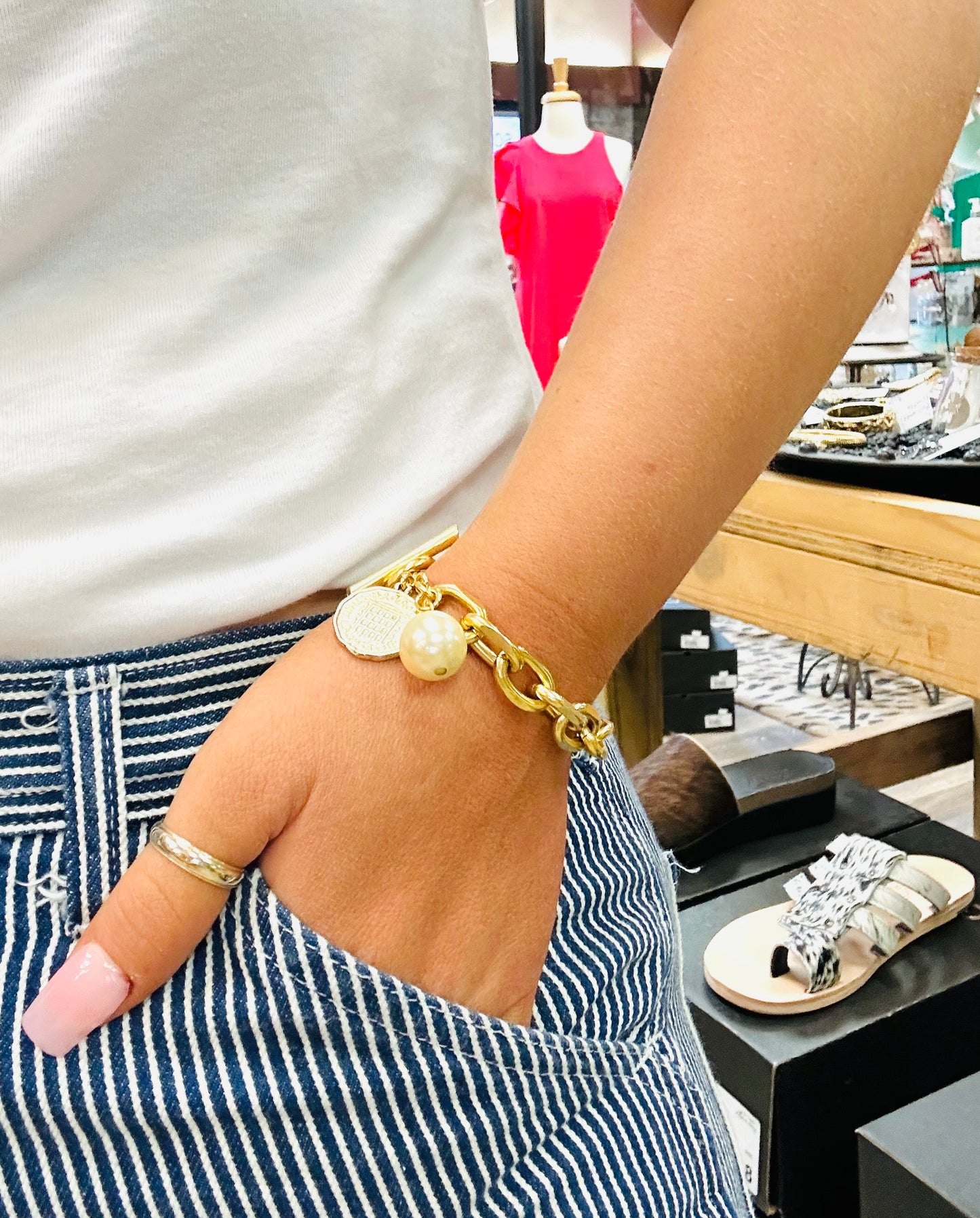 Pearl and Coin Bracelet