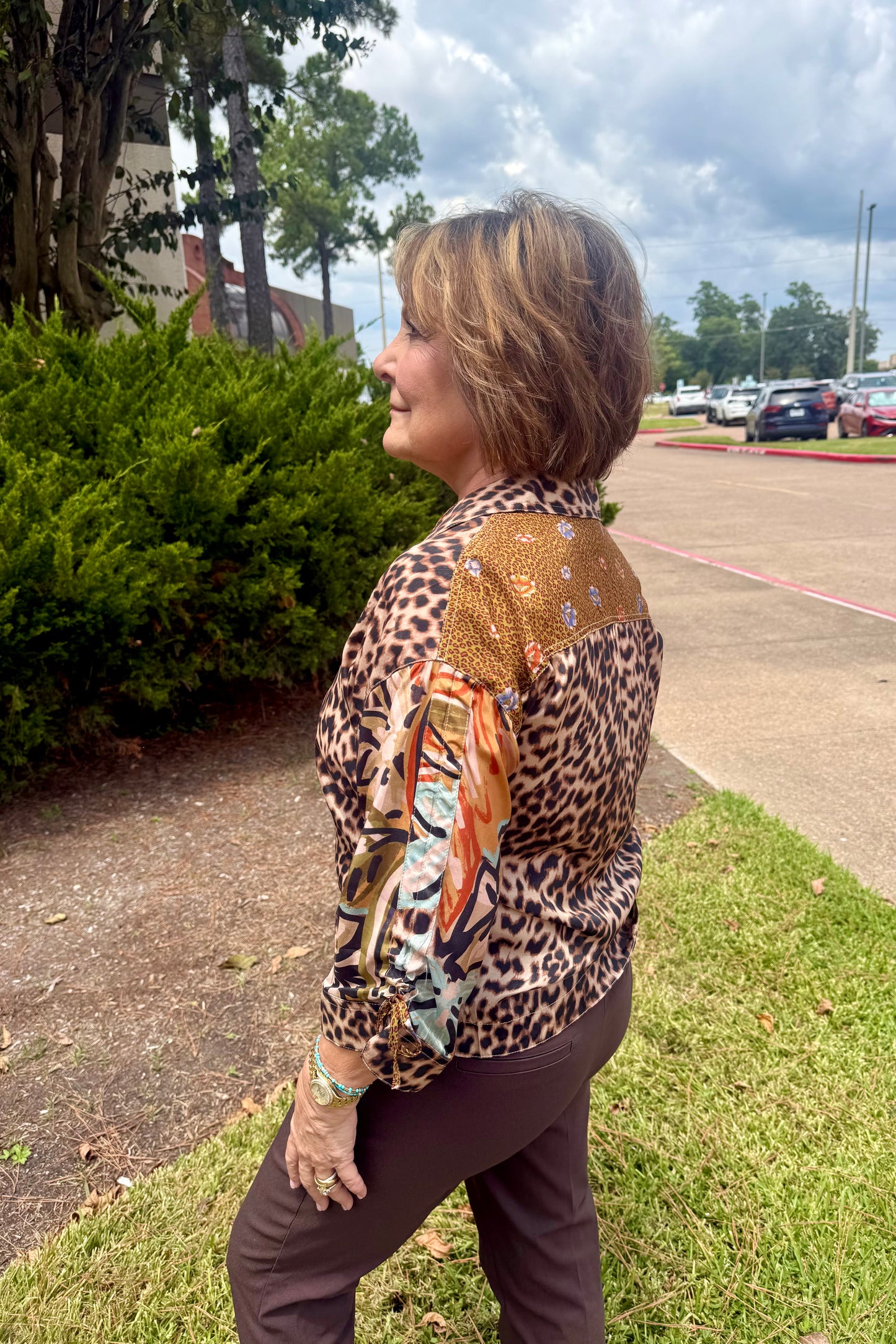 Cheetah and Mixed Print Blouse by John Mark