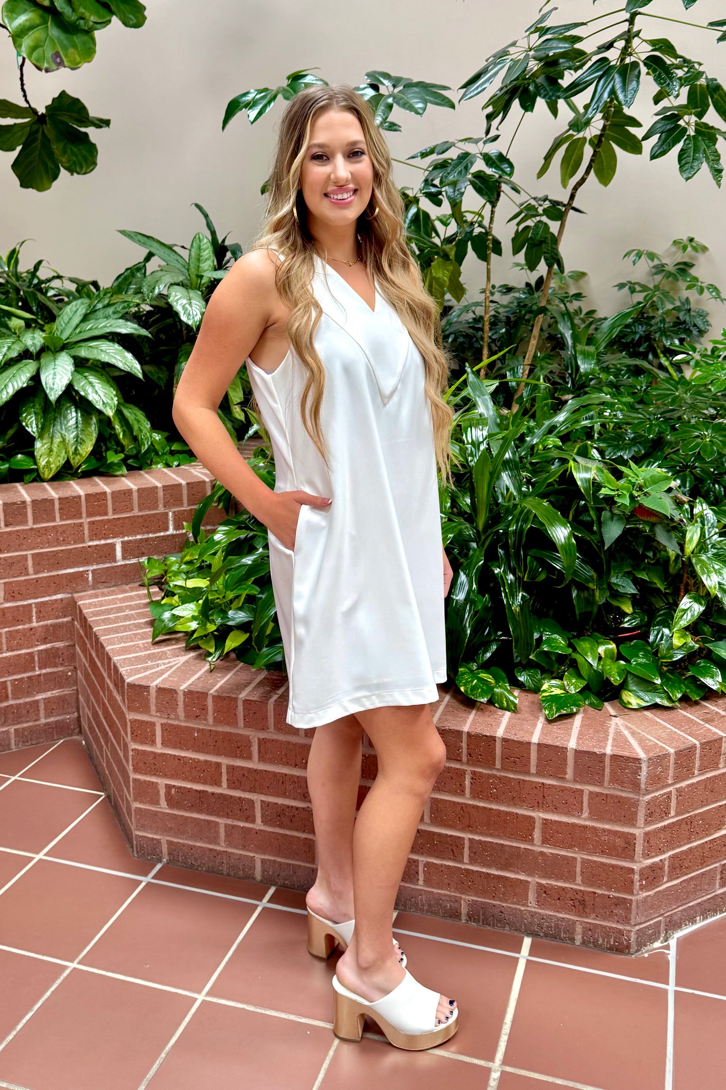 V-Yoke Halter Dress