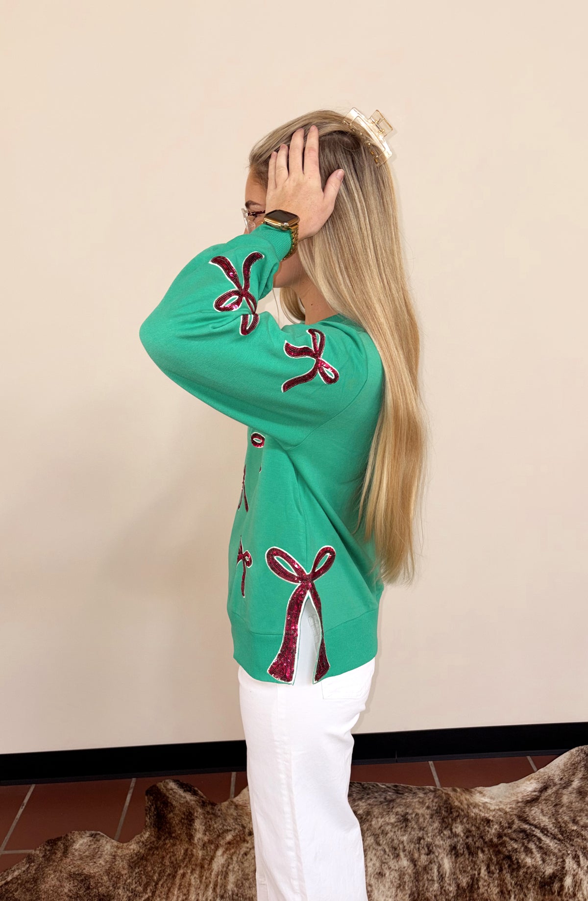Lakelyn Bow Slits Sweatshirt by Mary Square