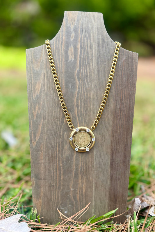 Queen Elizabeth Coin Necklace by Yochi
