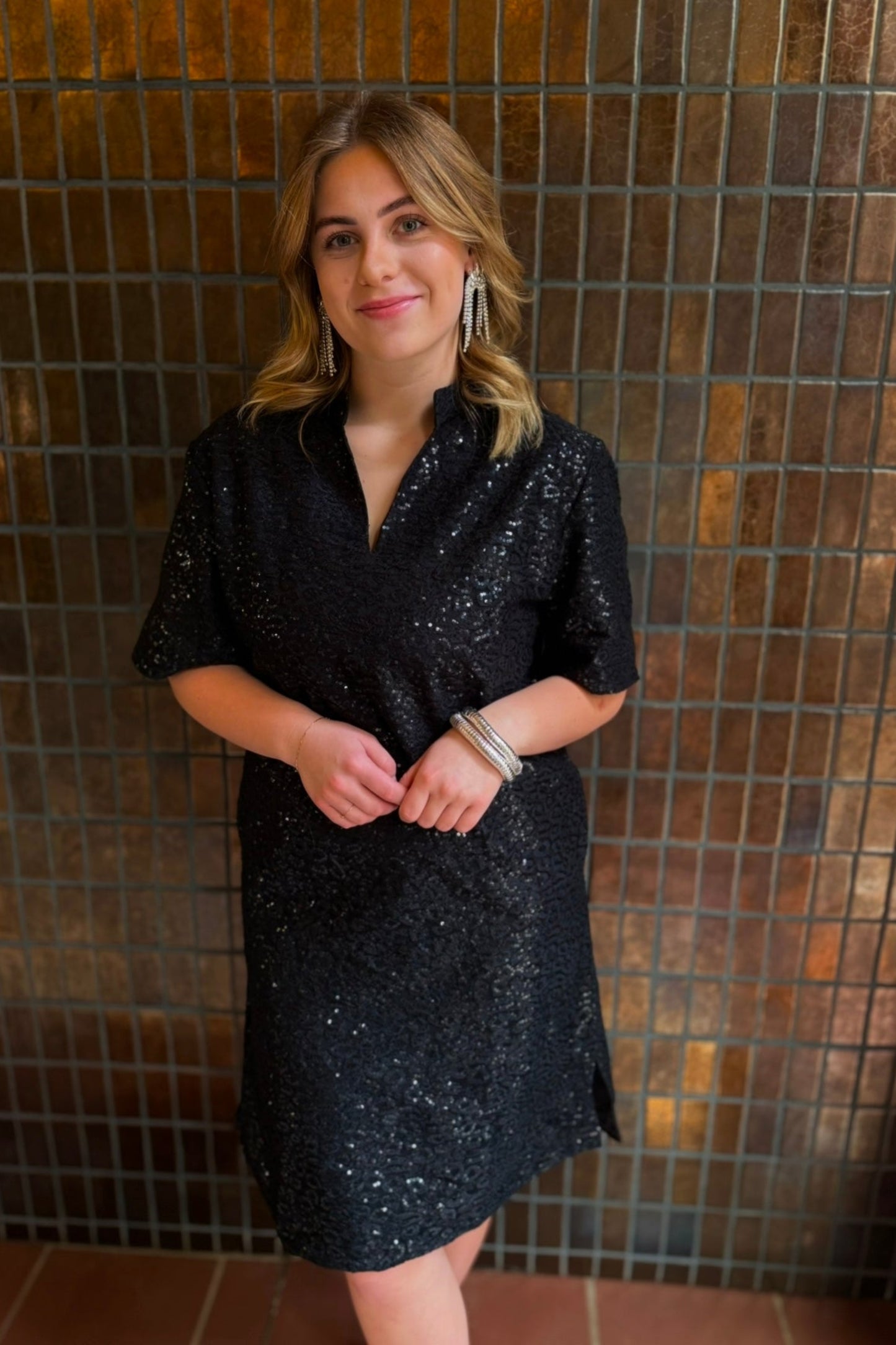 Layerz Lucy Dress Black Sequin