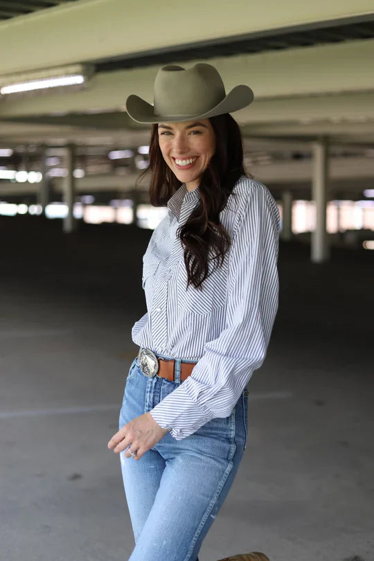 Black Striped Vintage Pearl Snap Top