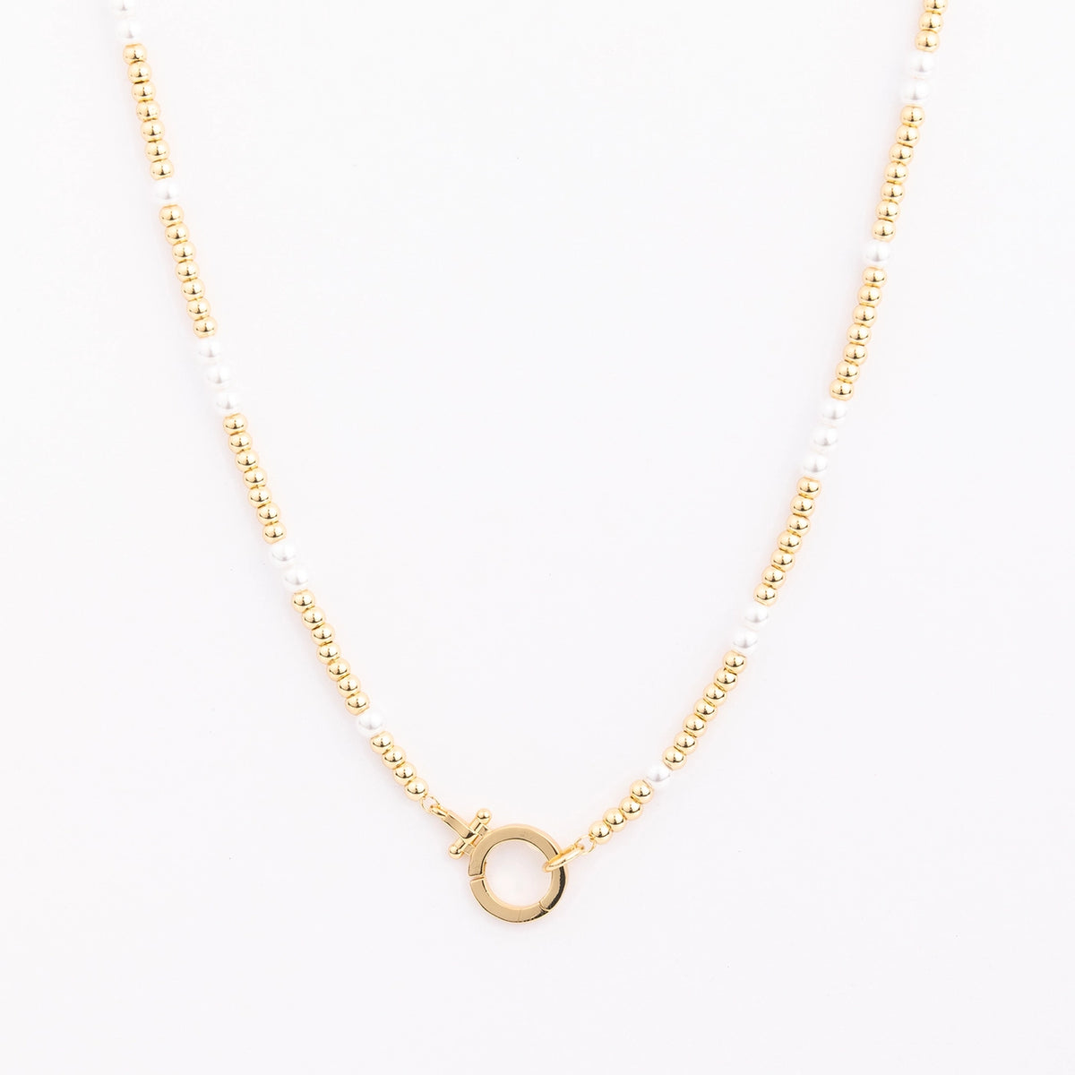 Thea Necklace- small pearl and gold beads