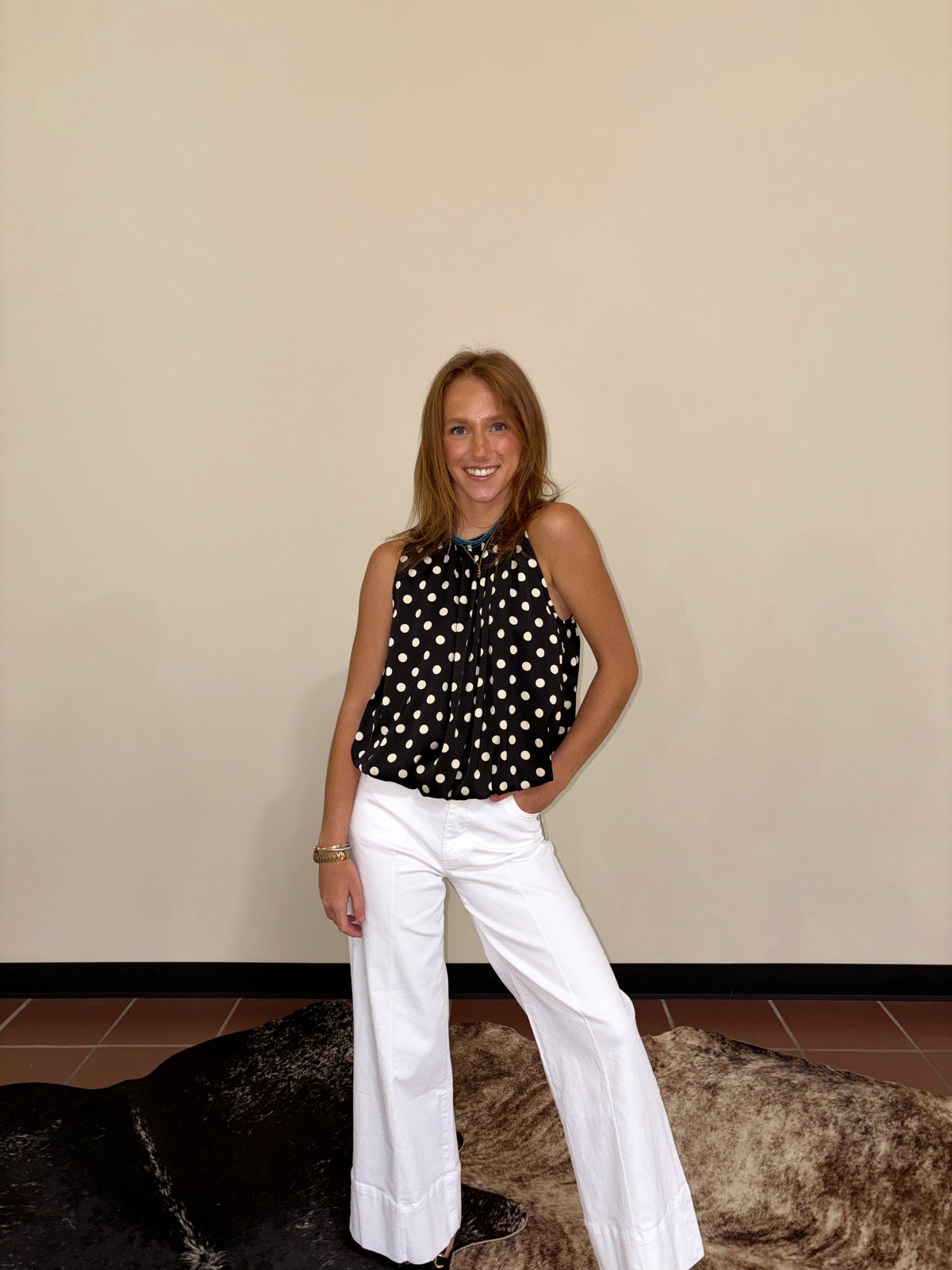 Polka Dot Sleeveless Blouse