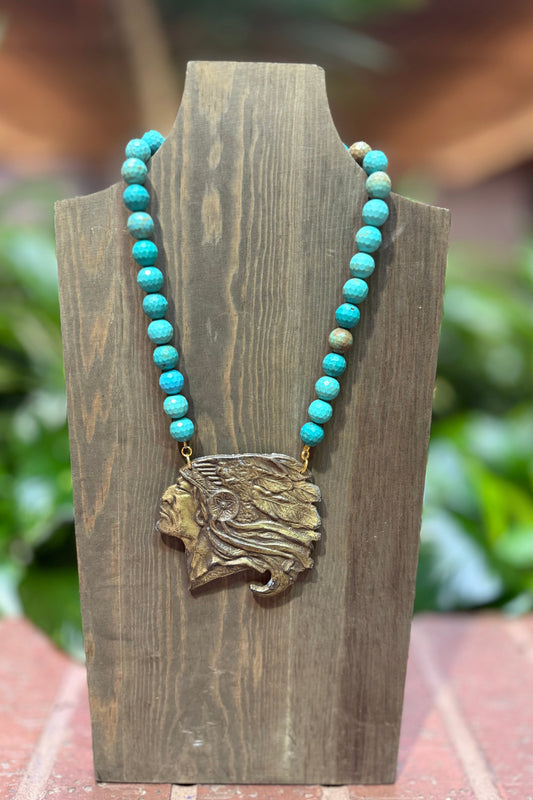 Made in the Deep South Turquoise Indian Head Dress