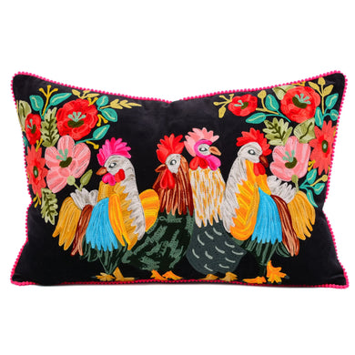 Rooster Gathering Pillow