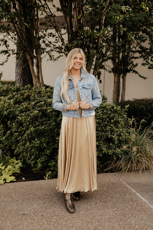 Silky Slip Gold Maxi Dress